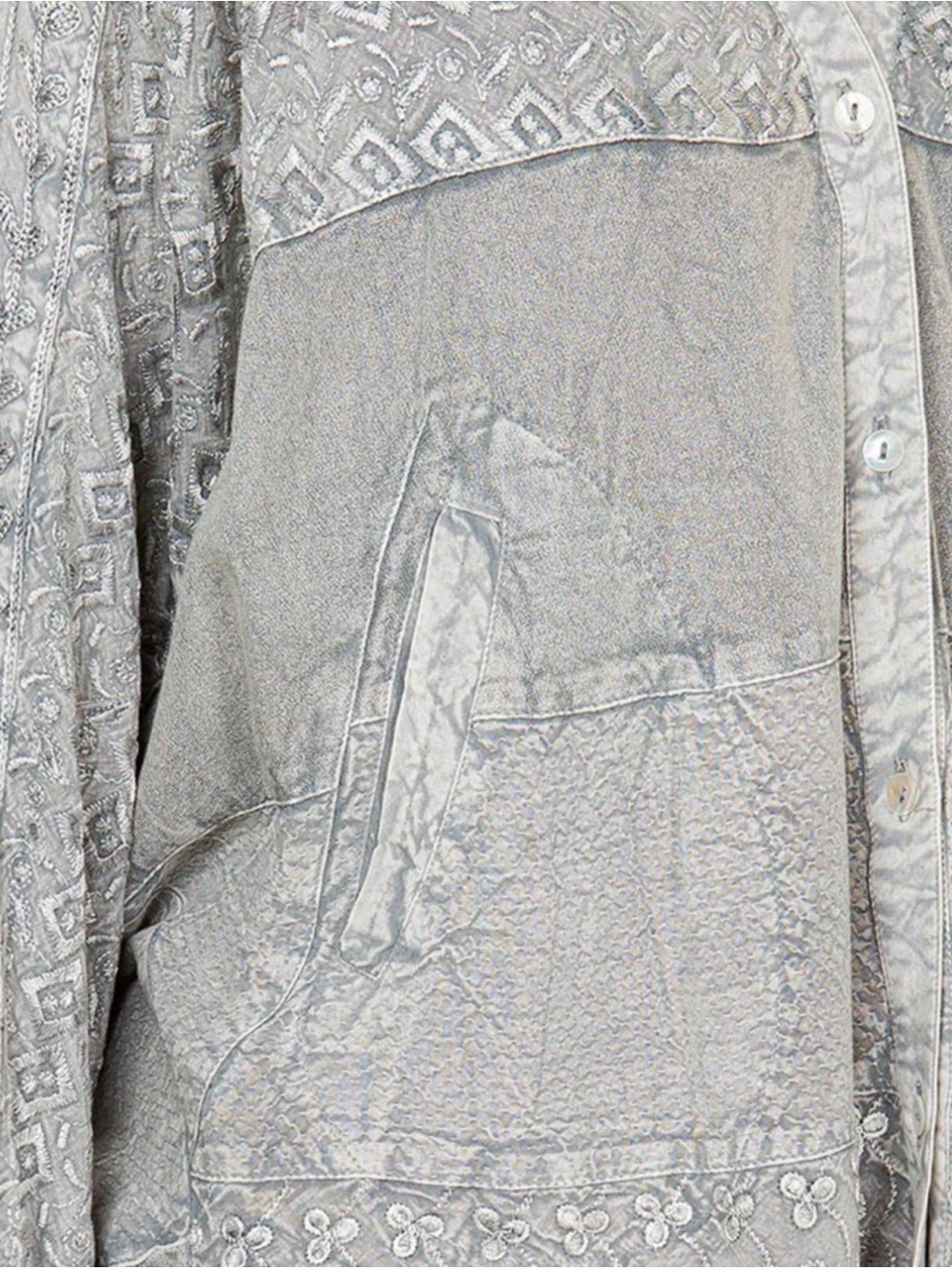 Elegant Gray Embroidered Button Down Shirt - Picture 5 of 13